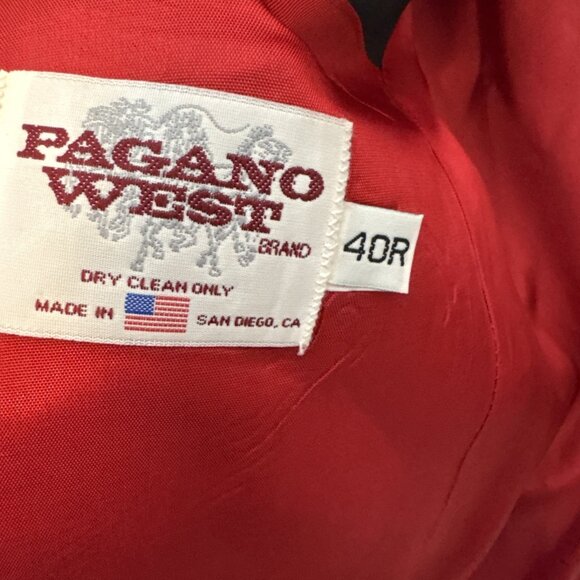 Vintage Pagano West Black Western Tuxedo Blazer Jacket 40R USA Made Satin Lapels - Picture 7 of 7